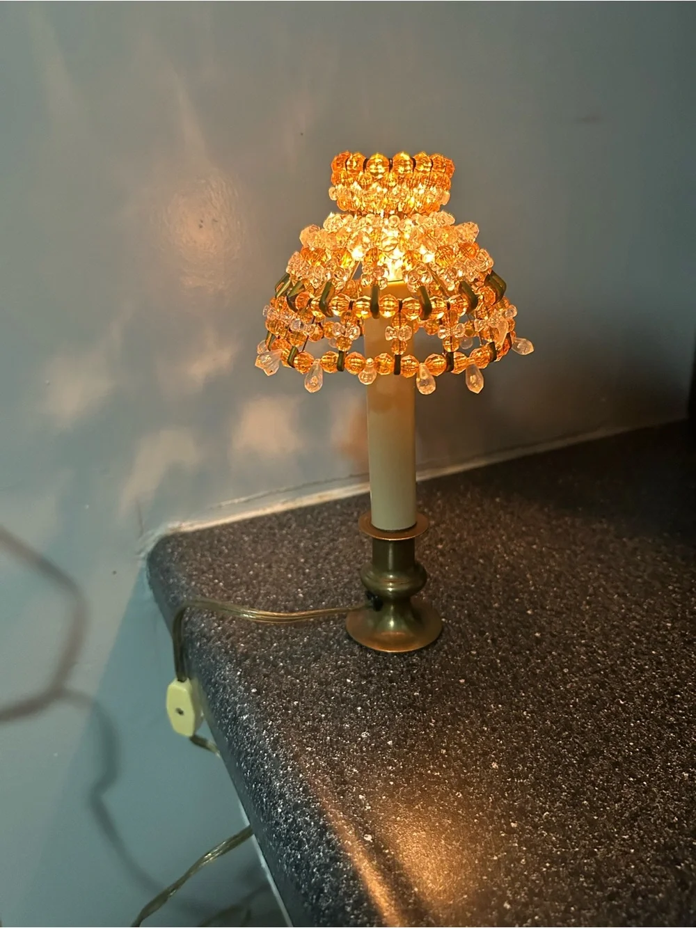 Amber Beaded Mini Table Lamp - Elegant Accent Lighting
